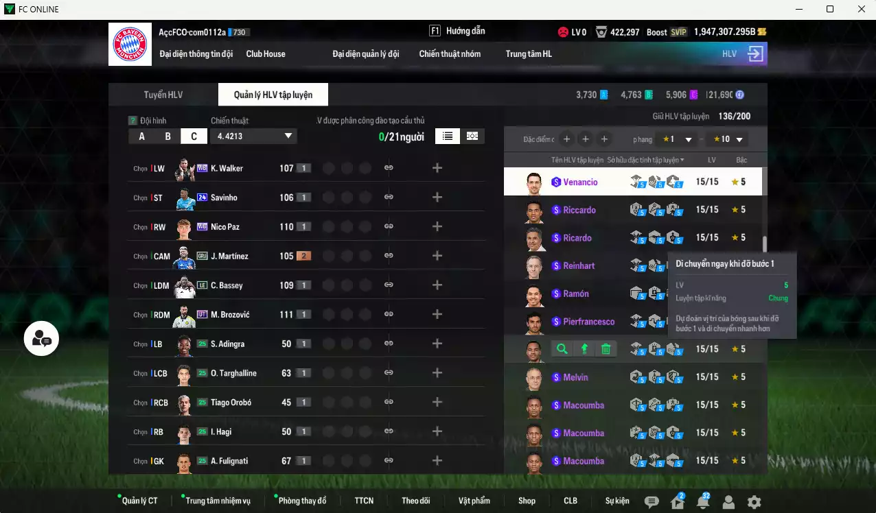 Ảnh ACC 1947307b trắng, có thẻ đổi tên. HLV Siêu Xịn, đã đào tạo nữa bảng chiến thuật