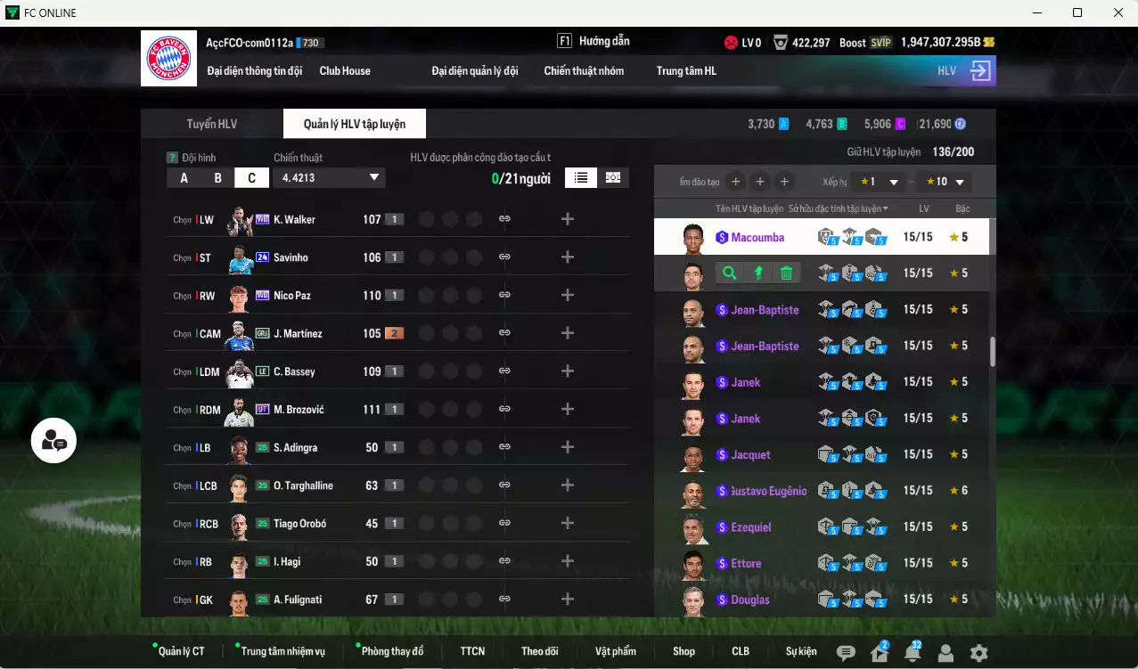 Ảnh ACC 1947307b trắng, có thẻ đổi tên. HLV Siêu Xịn, đã đào tạo nữa bảng chiến thuật