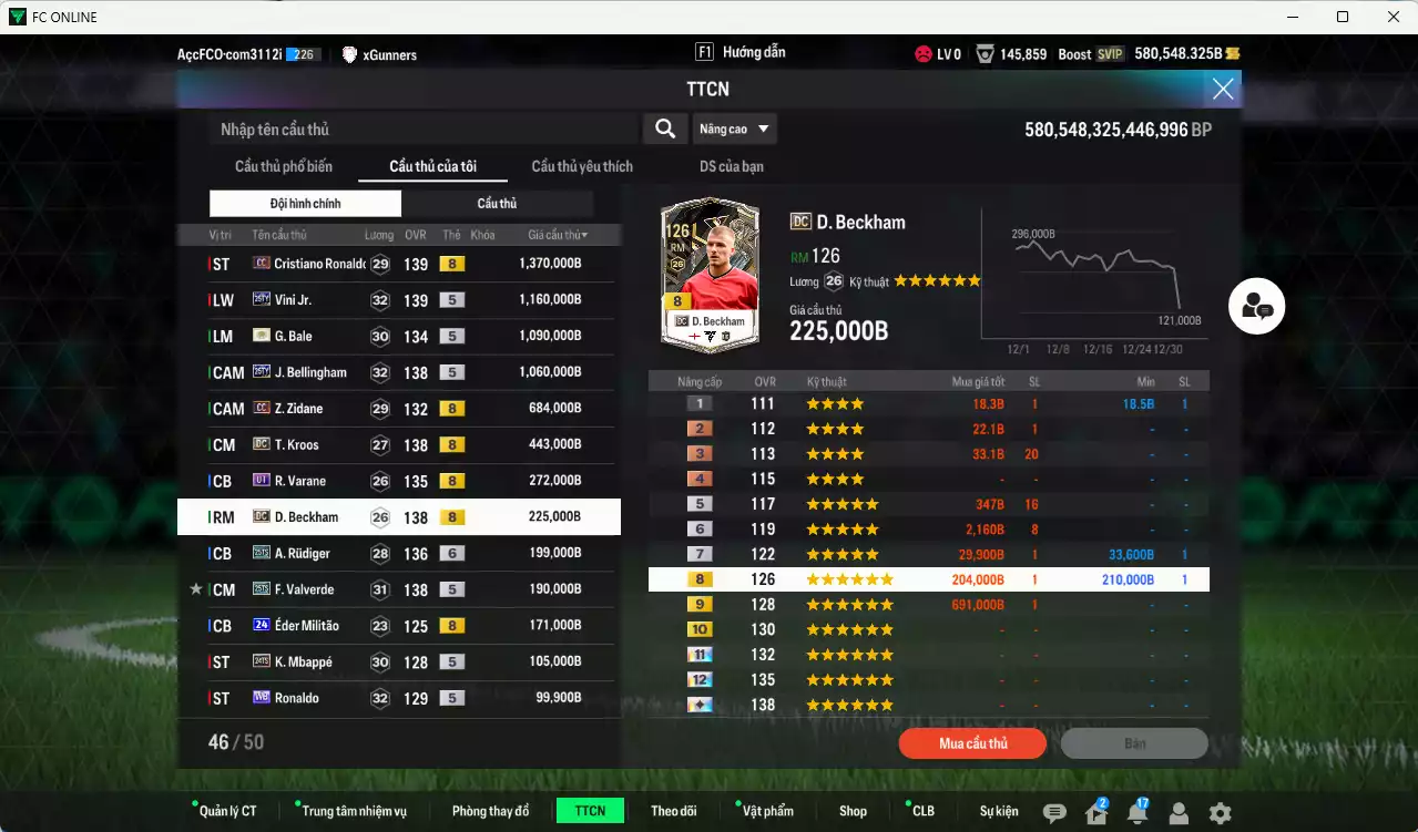 Ảnh Real Madrid 8.624.380b dư 580kb có CR7 CC+8, Bale ITM+5, Vini 25TY, Bellingham 25TY, Zidane CC, Varane UT (limit,bù), Kroos DC, Beckham DC, Rudiger 25TS+6, Valverde 25TS, Eto CC...  Dư 128.000TC, VIP KC Tháng 1