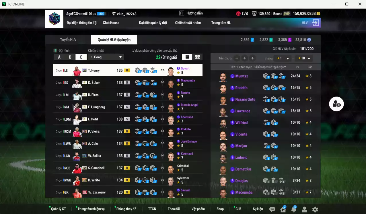 Ảnh Arsenal 904.380b dư 150b có Petit ITM+5, Ljungberg ITM+5, Pirès ITM+5, Suker ITM+5, Saliba 25TS, Vieira CC, Bergkamp HG, Campbell DC... Còn nhiều CP giảm thuế, HLV Xịn, đã đào tạo full chỉ số cầu thủ