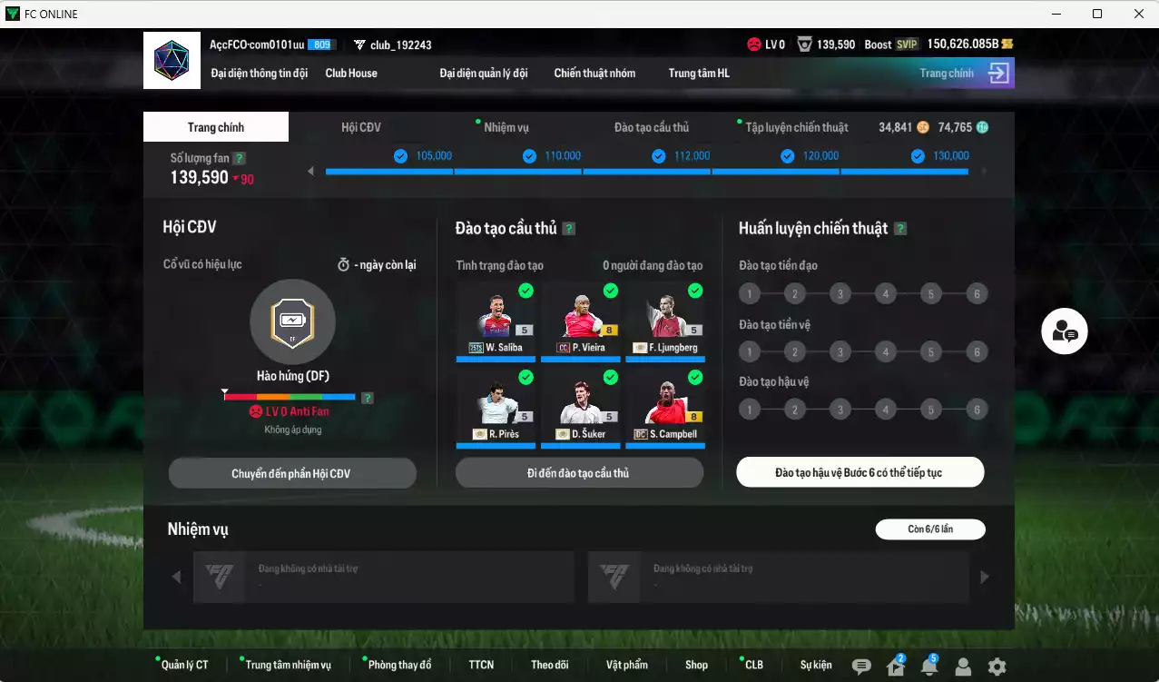 Ảnh Arsenal 904.380b dư 150b có Petit ITM+5, Ljungberg ITM+5, Pirès ITM+5, Suker ITM+5, Saliba 25TS, Vieira CC, Bergkamp HG, Campbell DC... Còn nhiều CP giảm thuế, HLV Xịn, đã đào tạo full chỉ số cầu thủ
