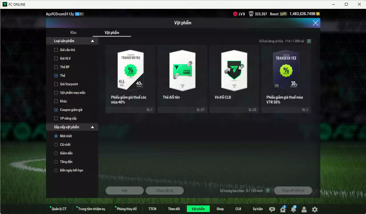 Ảnh ACC 1483626b trắng, có thẻ đổi tên. HLV Xịn, đã full đào tạo chiến thuật, dư 147.000TC