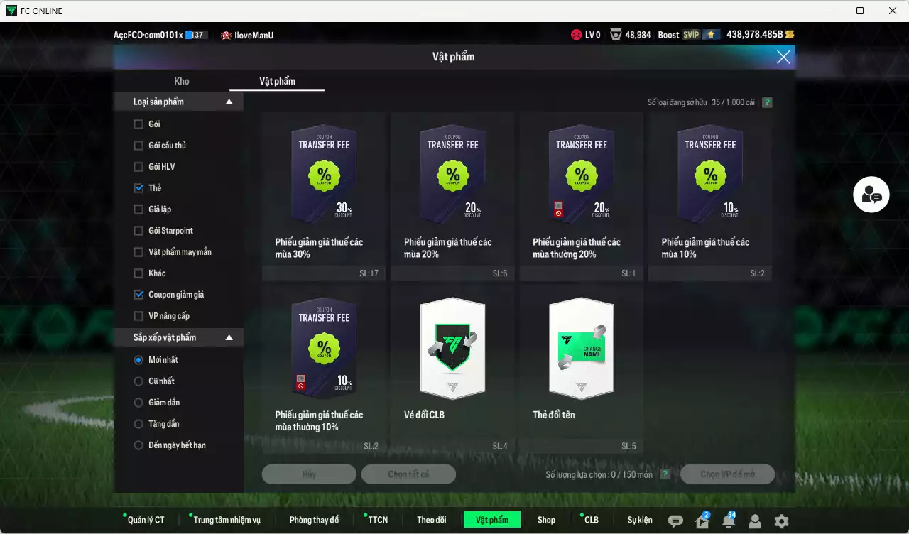 Ảnh ACC 438978b trắng, có thẻ đổi tên, còn CP giảm thuế. Dư 194.000TC