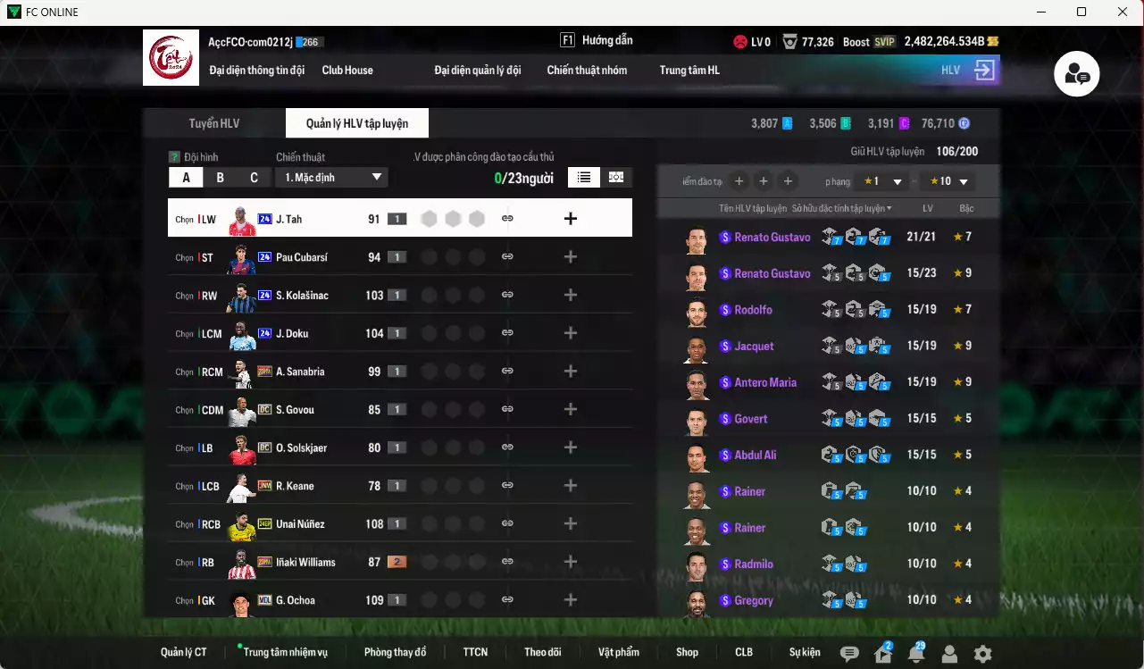 Ảnh ACC 2482264b trắng, có thẻ đổi tên, có miniface. Dư 111.000TC