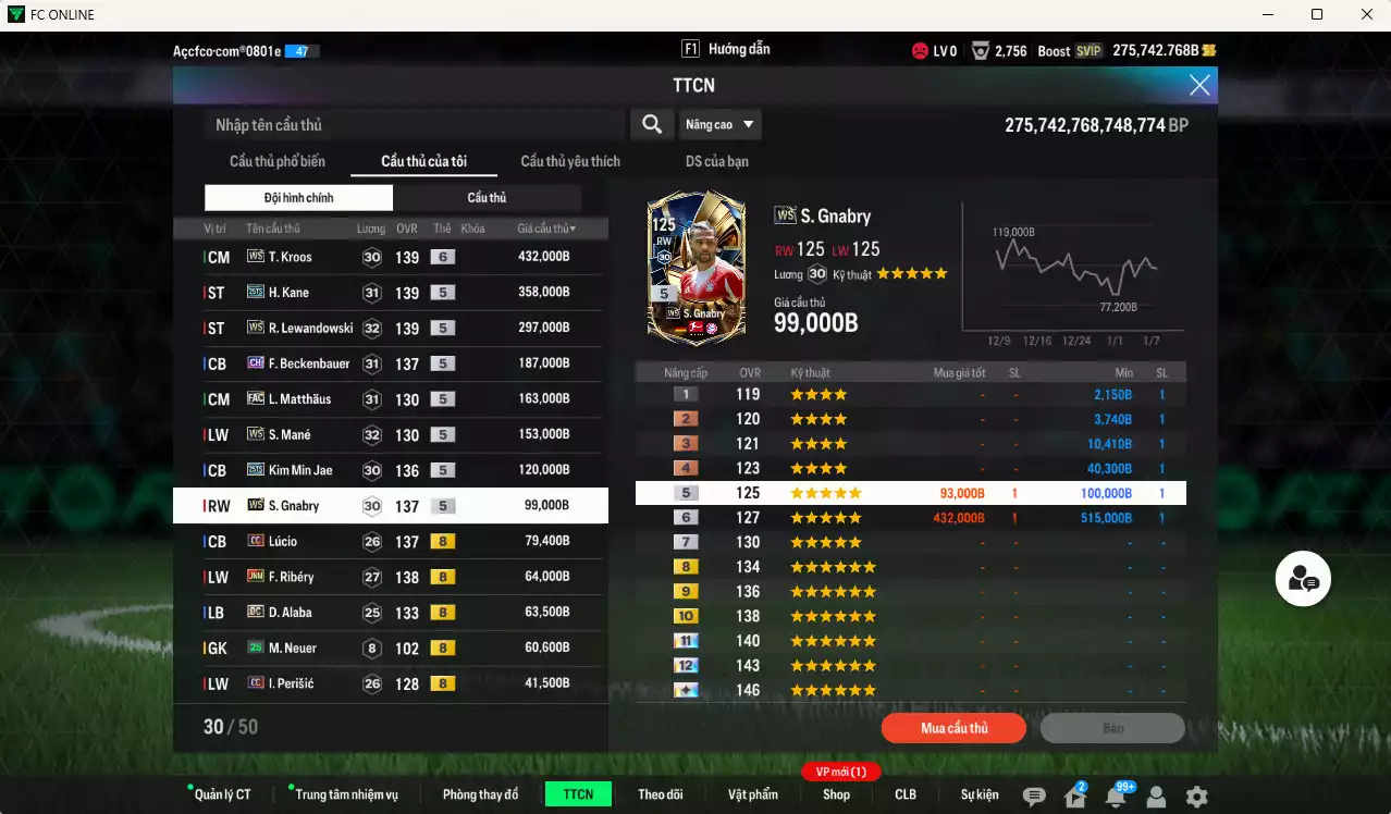 Ảnh [Tặng 700FC] Bayern Munich 2.175.200b dư 275kb có Kroos WS+6, Kane 25TS, Lewandowski WS, Beckenbauer CH, Matthaus FAC, Mané WS, Kim Min Jae 25TS, Gnabry WS, Lúcio CC, Ribéry JNM, Alaba DC... Còn nhiều CP giảm thuế