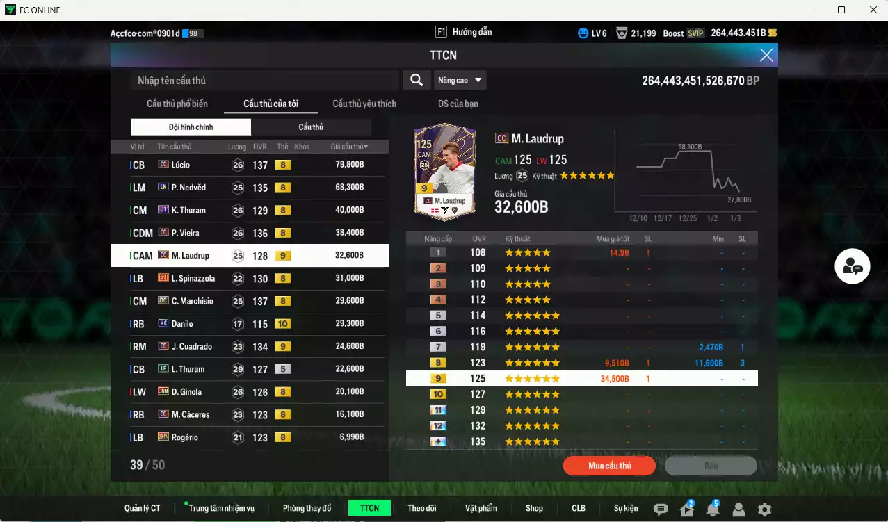 Ảnh [Dư nhiều BP] Juventus 5.891.540b dư 260kb có Henry ITM+5, Pirlo ITM+5, Del Piero ITM+5, CR7 CH, Lúcio CC, Nedved LN, K. Thuram UT, Vieira CC, M. Laudrup CC+9 ... Còn nhiều CP giảm thuế, dư 171k TC