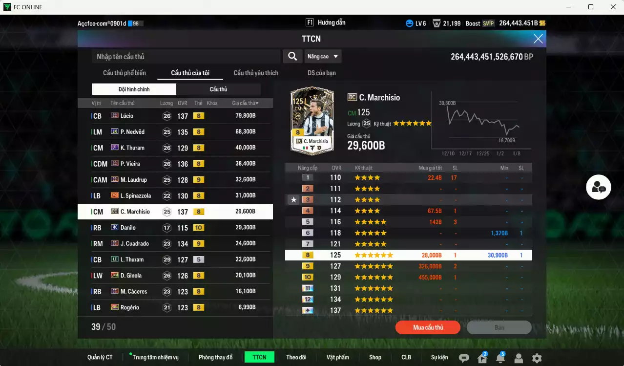 Ảnh [Dư nhiều BP] Juventus 5.891.540b dư 260kb có Henry ITM+5, Pirlo ITM+5, Del Piero ITM+5, CR7 CH, Lúcio CC, Nedved LN, K. Thuram UT, Vieira CC, M. Laudrup CC+9 ... Còn nhiều CP giảm thuế, dư 171k TC