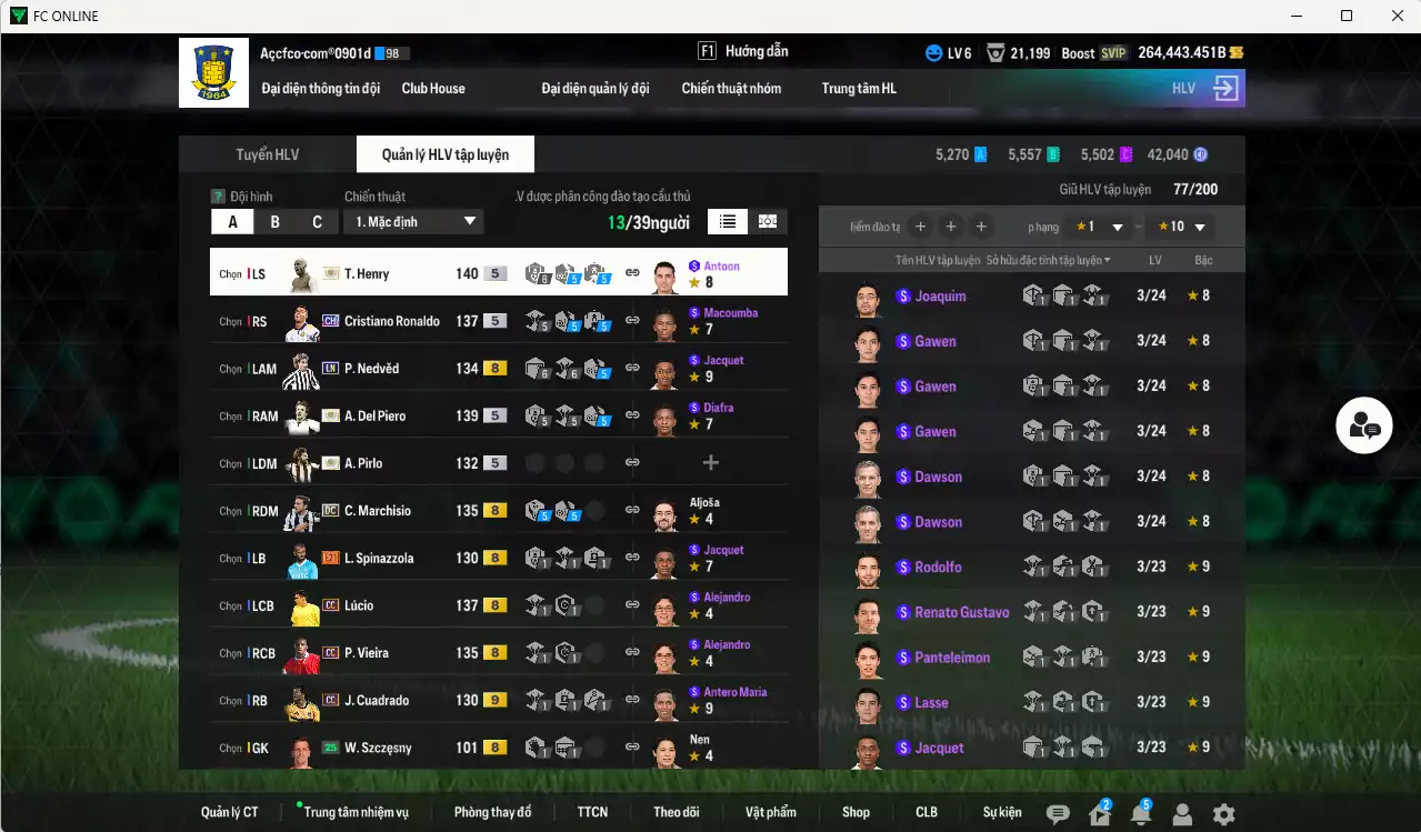 Ảnh [Dư nhiều BP] Juventus 5.891.540b dư 260kb có Henry ITM+5, Pirlo ITM+5, Del Piero ITM+5, CR7 CH, Lúcio CC, Nedved LN, K. Thuram UT, Vieira CC, M. Laudrup CC+9 ... Còn nhiều CP giảm thuế, dư 171k TC