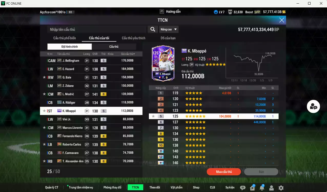 Ảnh Real Madrid 3.542.900b (team phụ Real WS+5) có Kroos DC, Benzema DC, Eto JNM, CR7 CH, Valverde 25TS, Ronaldo WS, Bellingham WS, Hazard WS, Bale WS, Zidane WS, Modric WS, Mbappé WB... Còn nhiều CP giảm thuế