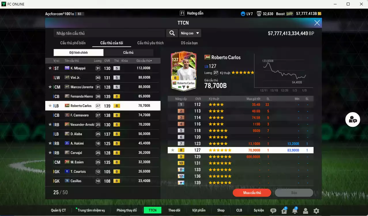 Ảnh Real Madrid 3.542.900b (team phụ Real WS+5) có Kroos DC, Benzema DC, Eto JNM, CR7 CH, Valverde 25TS, Ronaldo WS, Bellingham WS, Hazard WS, Bale WS, Zidane WS, Modric WS, Mbappé WB... Còn nhiều CP giảm thuế