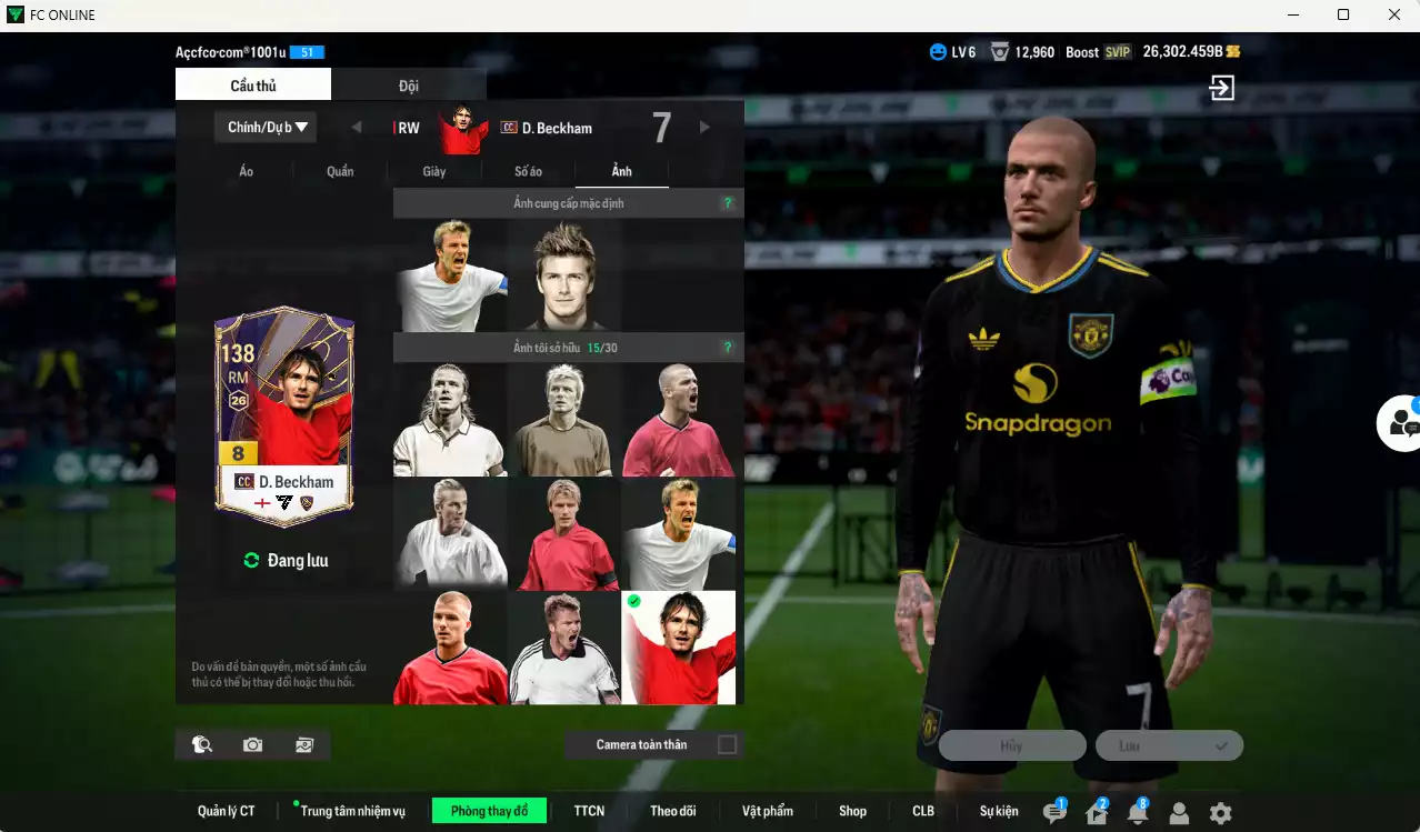 Ảnh Man Utd. 1.001.800b có Forlán CC, Ferdinand DC, Beckham CC, Bruno 23HW, Rooney DC, Cunha 25TS, Rashford HG+9, Blanc JNM, Sabitzer UT, Mazraoui SPL... Có miniface, VIP BK Tháng 1