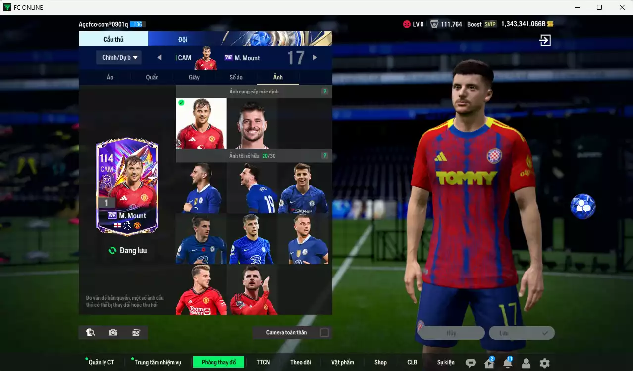 Ảnh ACC 1343341b trắng, có thẻ đổi tên, full miniface. HLV Xịn