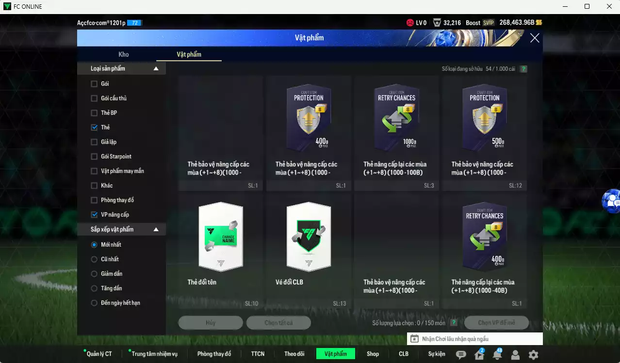 Ảnh ACC 268463b trắng vs Xuân Son PRM, Quang Hải PRM, có thẻ đổi tên. Dư 130k TC