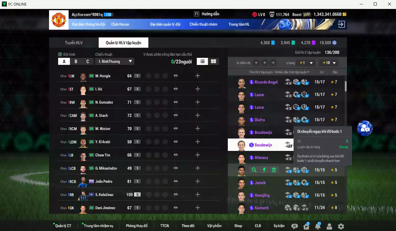 Ảnh ACC 1343341b trắng, có thẻ đổi tên, full miniface. HLV Xịn