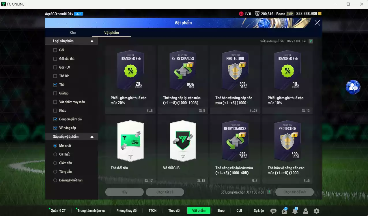 Ảnh ACC 853668b trắng, có thẻ đổi tên, full miniface. HLV Xịn