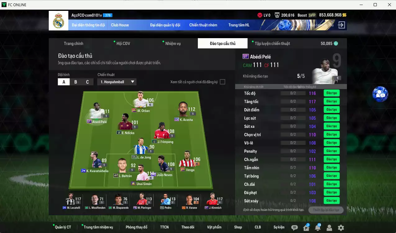 Ảnh ACC 853668b trắng, có thẻ đổi tên, full miniface. HLV Xịn