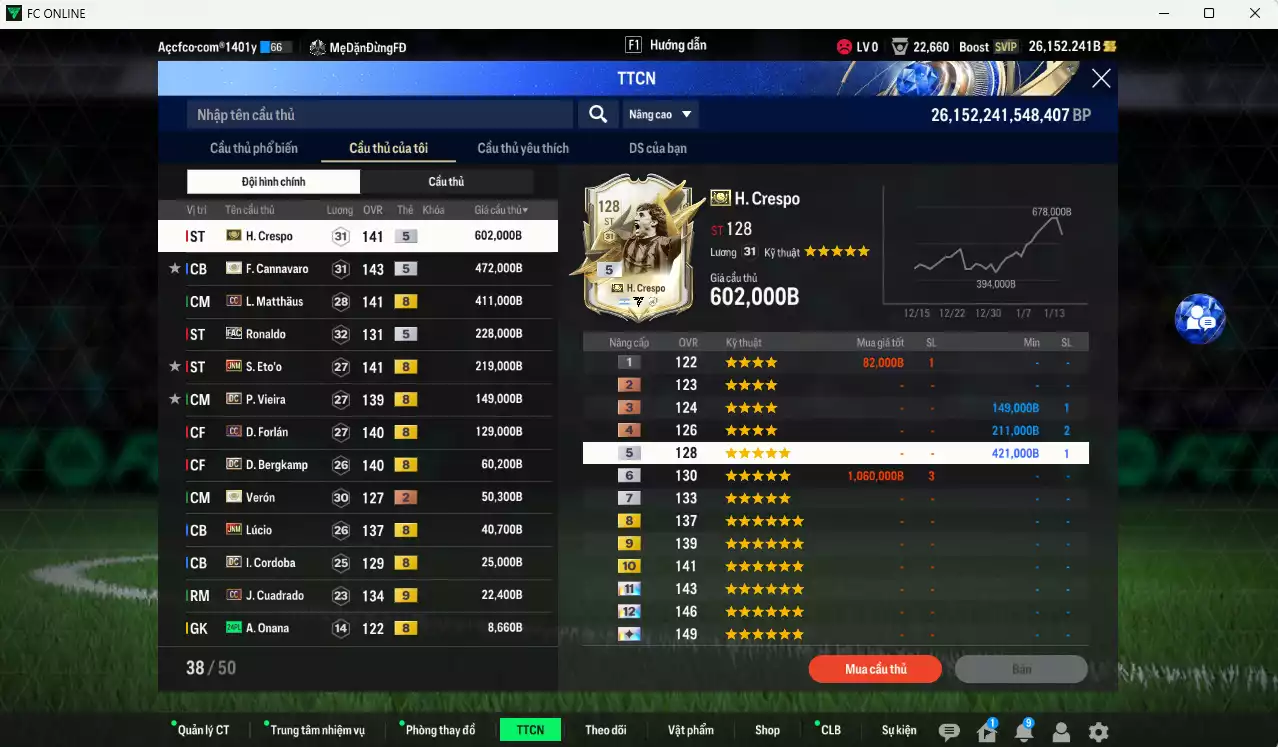 Ảnh Inter Milan 2.426.460b có Cannavaro ITM+5, Crespo ITM+5, Matthaus CC, Ronaldo FAC, Eto JNM, Vieira DC, Forlán CC, Bergkamp DC, Verón ITM+2, Lúcio JNM... Đã đào tạo chỉ số nhiều cầu thủ