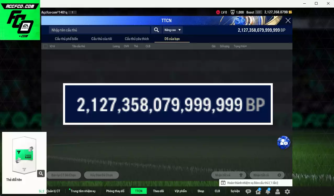 ACC 2127358b trắng, có thẻ đổi tên