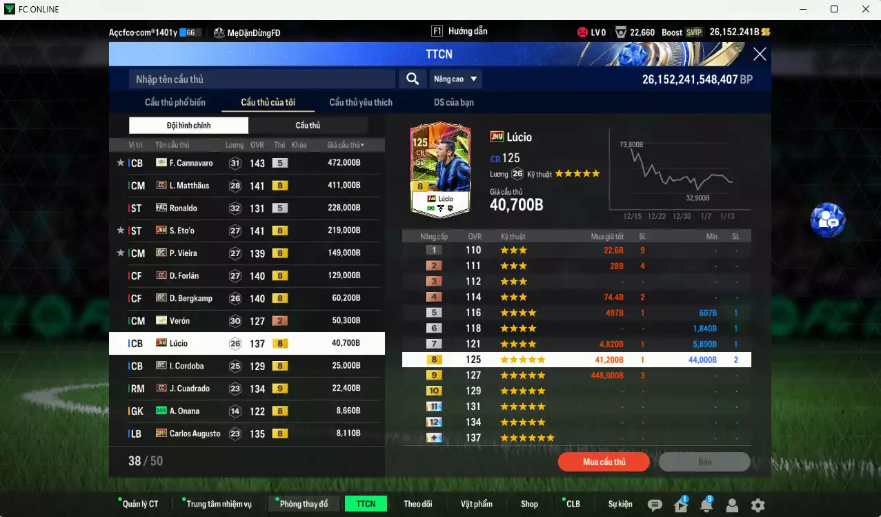 Ảnh Inter Milan 2.426.460b có Cannavaro ITM+5, Crespo ITM+5, Matthaus CC, Ronaldo FAC, Eto JNM, Vieira DC, Forlán CC, Bergkamp DC, Verón ITM+2, Lúcio JNM... Đã đào tạo chỉ số nhiều cầu thủ