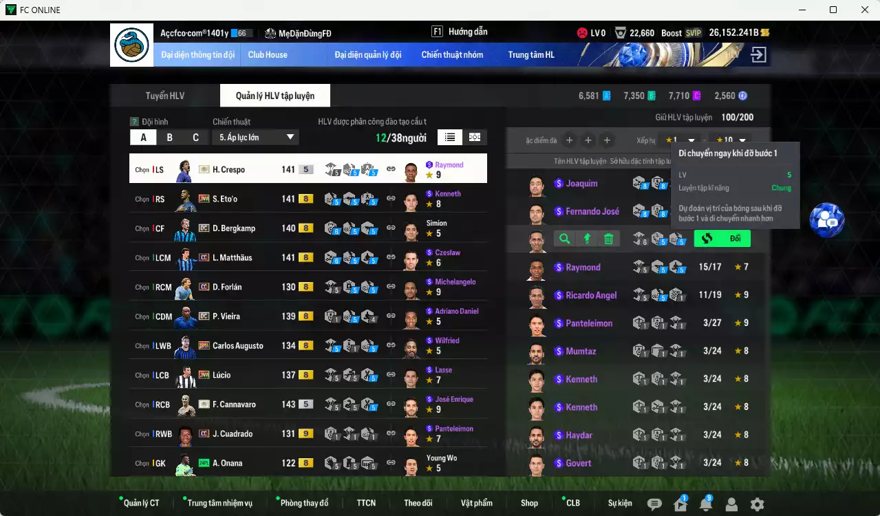 Ảnh Inter Milan 2.426.460b có Cannavaro ITM+5, Crespo ITM+5, Matthaus CC, Ronaldo FAC, Eto JNM, Vieira DC, Forlán CC, Bergkamp DC, Verón ITM+2, Lúcio JNM... Đã đào tạo chỉ số nhiều cầu thủ