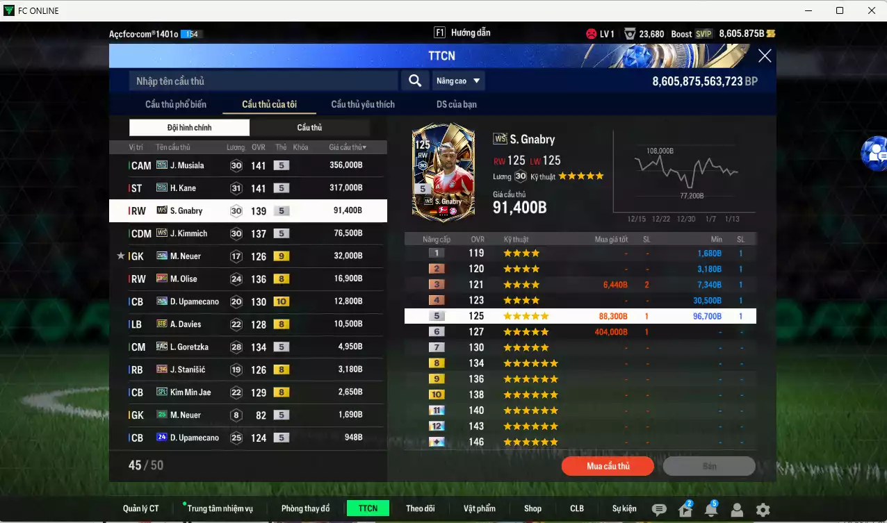 Ảnh Bayern Munich 926.540b có Musiala 25TS, Kane 25TS, Gnabry WS, Kimmich WS... Còn nhiều CP GIẢM THUẾ, HLV Xịn, đã đào tạo chỉ số nhiều ct