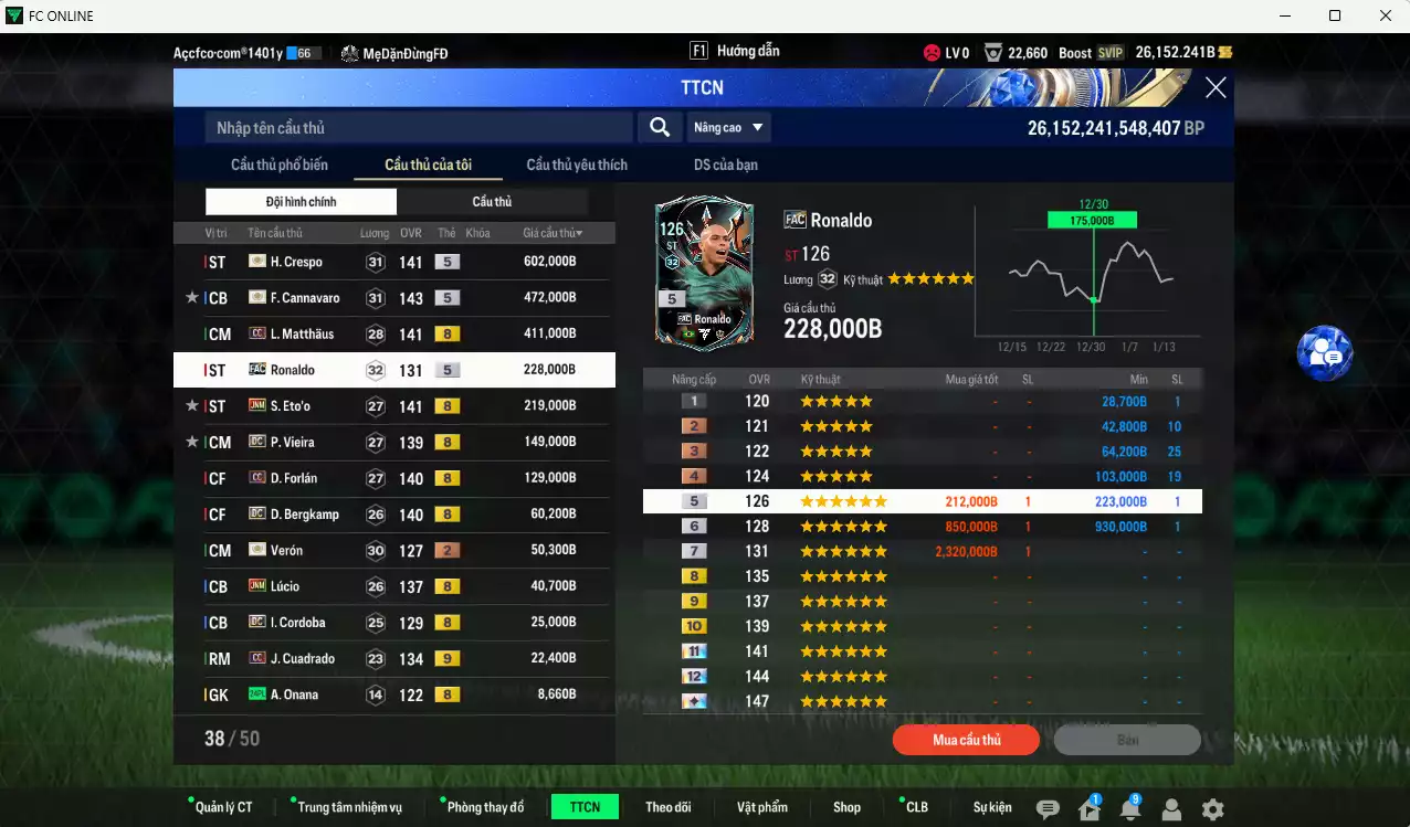 Ảnh Inter Milan 2.426.460b có Cannavaro ITM+5, Crespo ITM+5, Matthaus CC, Ronaldo FAC, Eto JNM, Vieira DC, Forlán CC, Bergkamp DC, Verón ITM+2, Lúcio JNM... Đã đào tạo chỉ số nhiều cầu thủ