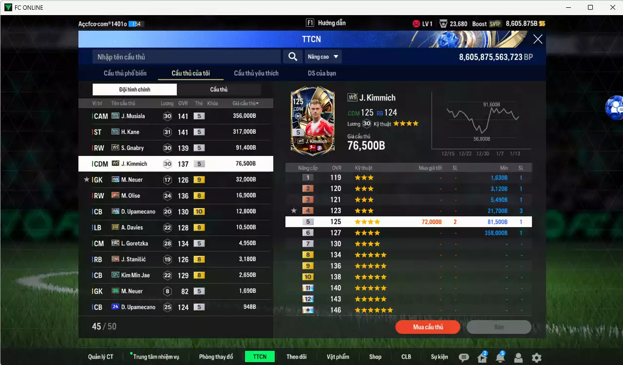 Ảnh Bayern Munich 926.540b có Musiala 25TS, Kane 25TS, Gnabry WS, Kimmich WS... Còn nhiều CP GIẢM THUẾ, HLV Xịn, đã đào tạo chỉ số nhiều ct