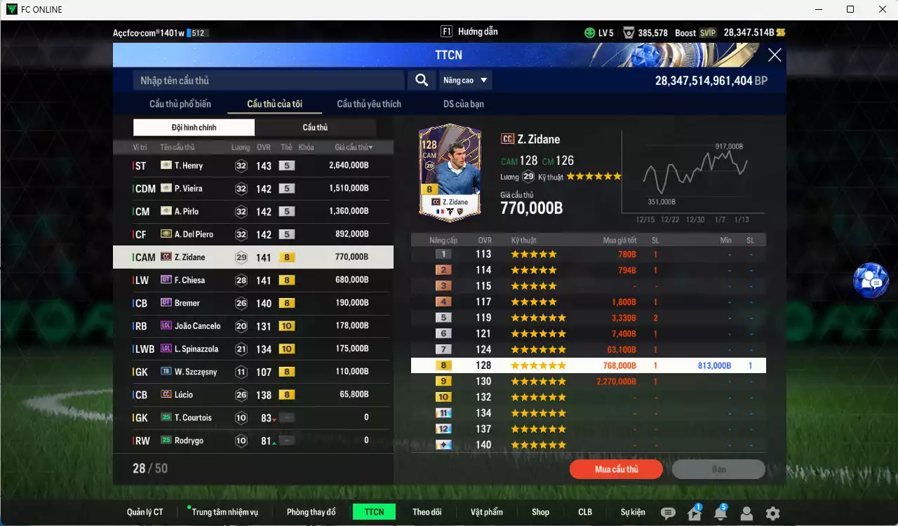 Ảnh Juventus 8.570.800b có Henry ITM+5, Pirlo ITM+5, Vieira ITM+5, Del Piero ITM+5, Zidane CC, Chiesa UT, Bremer UT, Cancelo LOL+10, Spinazzola LOL+10, Lúcio CC... Full miniface, HLV Siêu Xịn, đã đào tạo full chỉ số nhiều ct, VIP BK Tháng 1