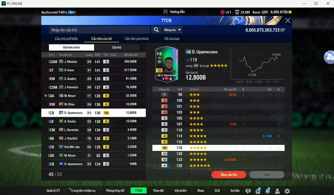 Ảnh Bayern Munich 926.540b có Musiala 25TS, Kane 25TS, Gnabry WS, Kimmich WS... Còn nhiều CP GIẢM THUẾ, HLV Xịn, đã đào tạo chỉ số nhiều ct