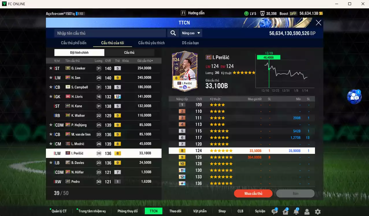 Ảnh Tottenham 1.354.150b dư 50kb có Lineker ITM+5, Campbell ITM+5, H. Son 23HW+9, Lloris BOE+12, Kane WS, Walker BTB+9, Hojbjerg 23HW+9, Van de Ven 23HW+9, Modric CC, Perisic CC, B. Davies DC+9 . Full miniface, HLV Xịn, dư 110k TC