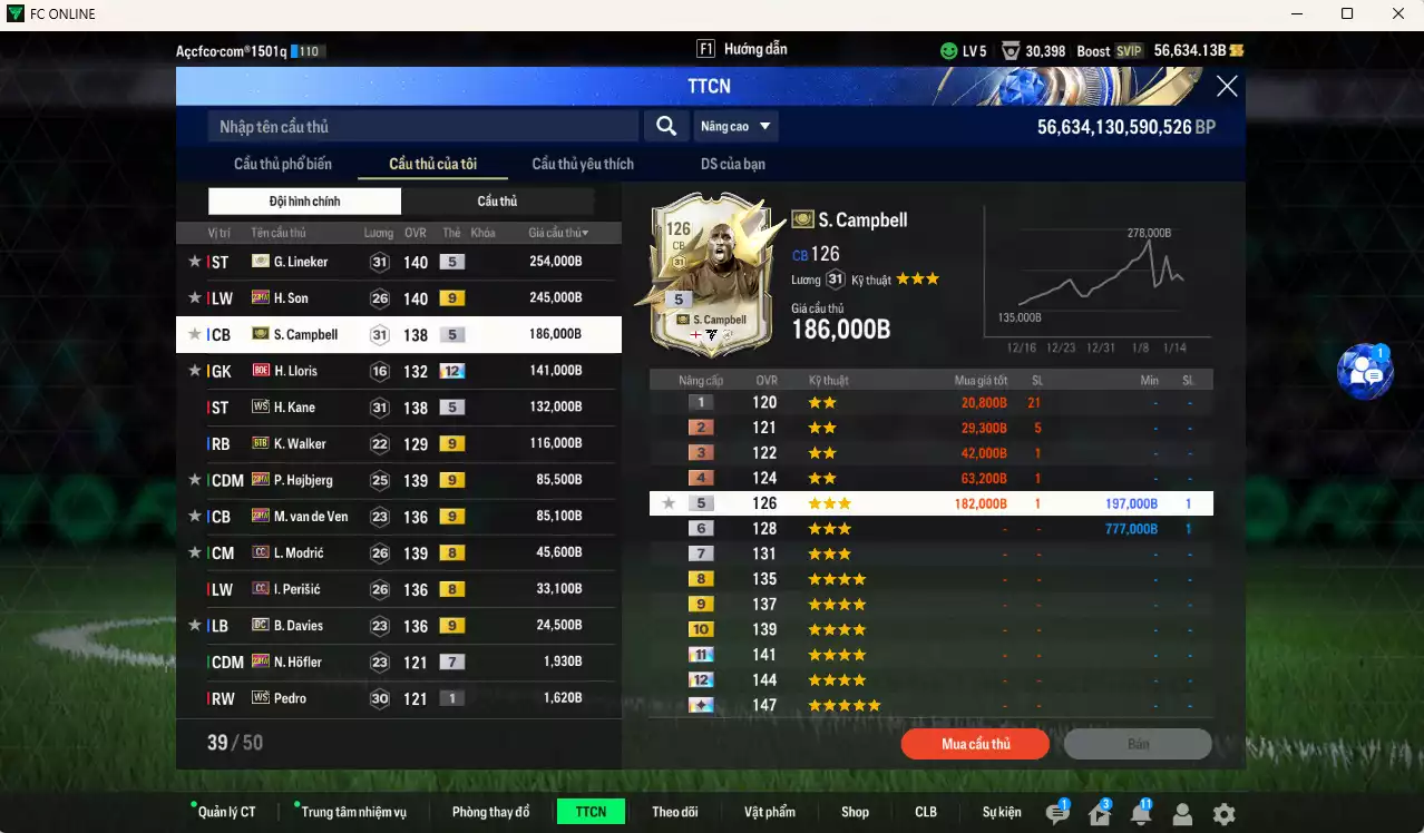 Ảnh Tottenham 1.354.150b dư 50kb có Lineker ITM+5, Campbell ITM+5, H. Son 23HW+9, Lloris BOE+12, Kane WS, Walker BTB+9, Hojbjerg 23HW+9, Van de Ven 23HW+9, Modric CC, Perisic CC, B. Davies DC+9 . Full miniface, HLV Xịn, dư 110k TC