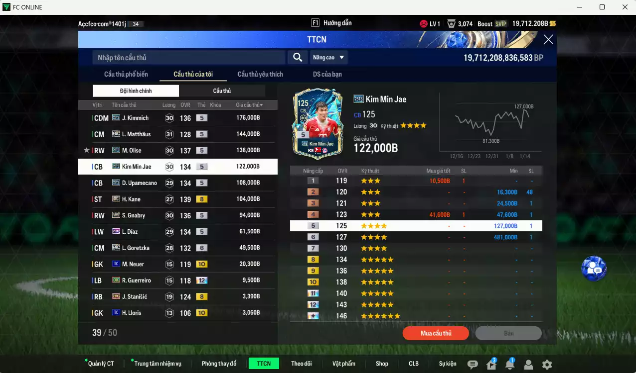 Ảnh Bayern Munich 1.027.220b có Kimmich 25TS, Matthaus FAC, Olise 25TS, Kim Min Jae 25TS, Upamecano 25TS, Kane DC, Gnabry WS, Díaz 25DP, Goretzka FAC+6...