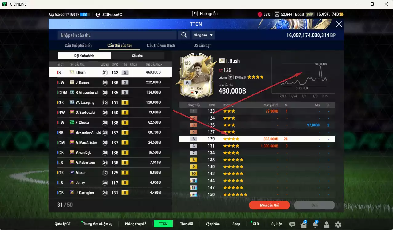 Ảnh Liverpool 1.218.680b có Rush ITM+5, Barnes ITM+5, Gravenberch 25TS, Szoboszlai 23HW, Chiesa FC, Arnold 23HW, Mac Allister 23HW, Van Dijk 23HW... Full miniface, HLV Xịn, dư 100k TC