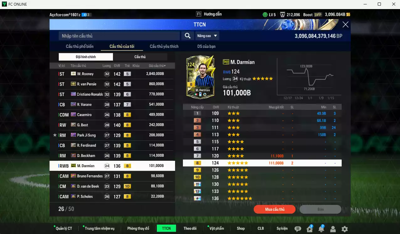 Ảnh Man Utd. 6.565.660b có Rooney ITM+5, CR7 CH+6, Van Persie ITM+5, Casemiro UT, Varane CU+7, Best DC, Park UT, Ferdinand DC, Beckham CC, Darmian 24EP, Bruno 23HW, Beek HG+10... Full miniface, còn nhiều CP GIẢM THUẾ. HLV Xịn, đã đào tạo full chỉ số cầu thủ