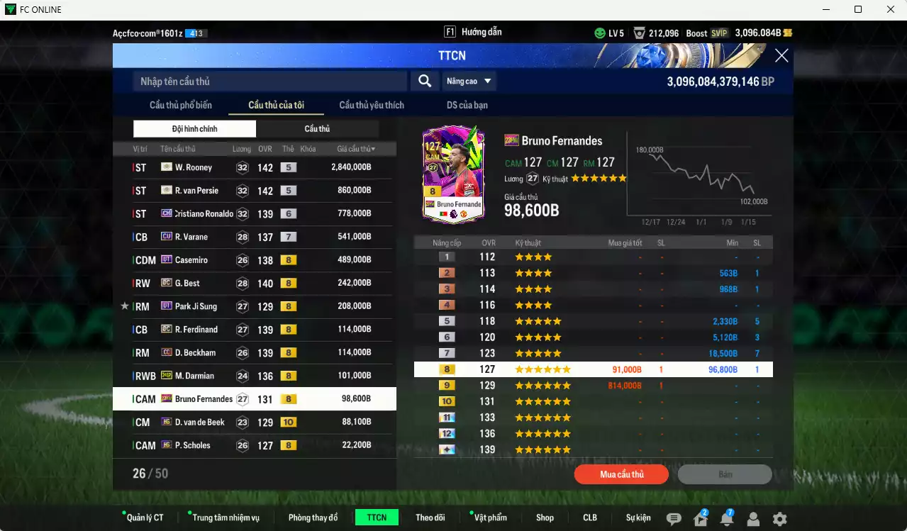 Ảnh Man Utd. 6.565.660b có Rooney ITM+5, CR7 CH+6, Van Persie ITM+5, Casemiro UT, Varane CU+7, Best DC, Park UT, Ferdinand DC, Beckham CC, Darmian 24EP, Bruno 23HW, Beek HG+10... Full miniface, còn nhiều CP GIẢM THUẾ. HLV Xịn, đã đào tạo full chỉ số cầu thủ