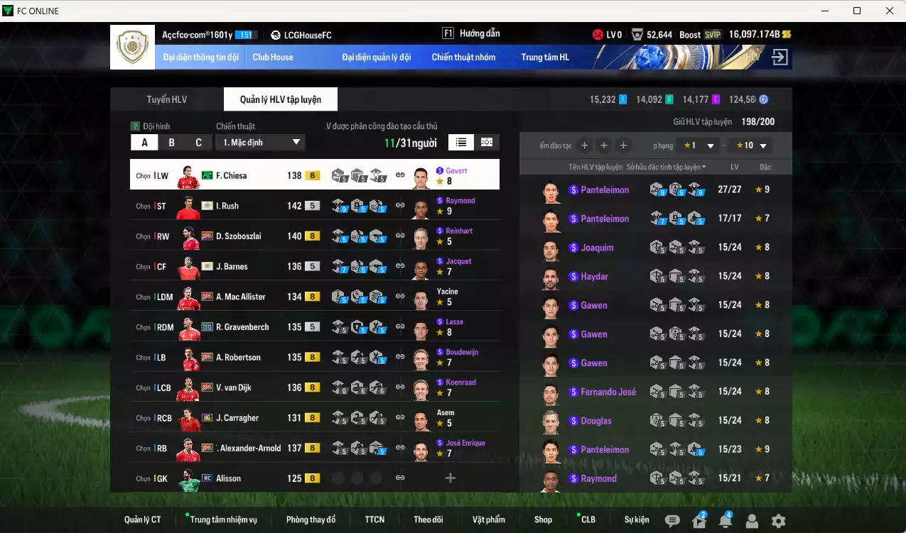 Ảnh Liverpool 1.218.680b có Rush ITM+5, Barnes ITM+5, Gravenberch 25TS, Szoboszlai 23HW, Chiesa FC, Arnold 23HW, Mac Allister 23HW, Van Dijk 23HW... Full miniface, HLV Xịn, dư 100k TC