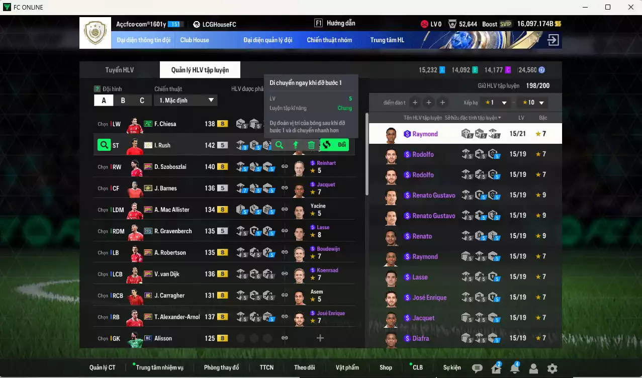 Ảnh Liverpool 1.218.680b có Rush ITM+5, Barnes ITM+5, Gravenberch 25TS, Szoboszlai 23HW, Chiesa FC, Arnold 23HW, Mac Allister 23HW, Van Dijk 23HW... Full miniface, HLV Xịn, dư 100k TC