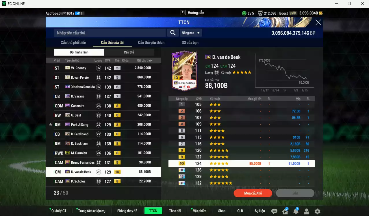 Ảnh Man Utd. 6.565.660b có Rooney ITM+5, CR7 CH+6, Van Persie ITM+5, Casemiro UT, Varane CU+7, Best DC, Park UT, Ferdinand DC, Beckham CC, Darmian 24EP, Bruno 23HW, Beek HG+10... Full miniface, còn nhiều CP GIẢM THUẾ. HLV Xịn, đã đào tạo full chỉ số cầu thủ