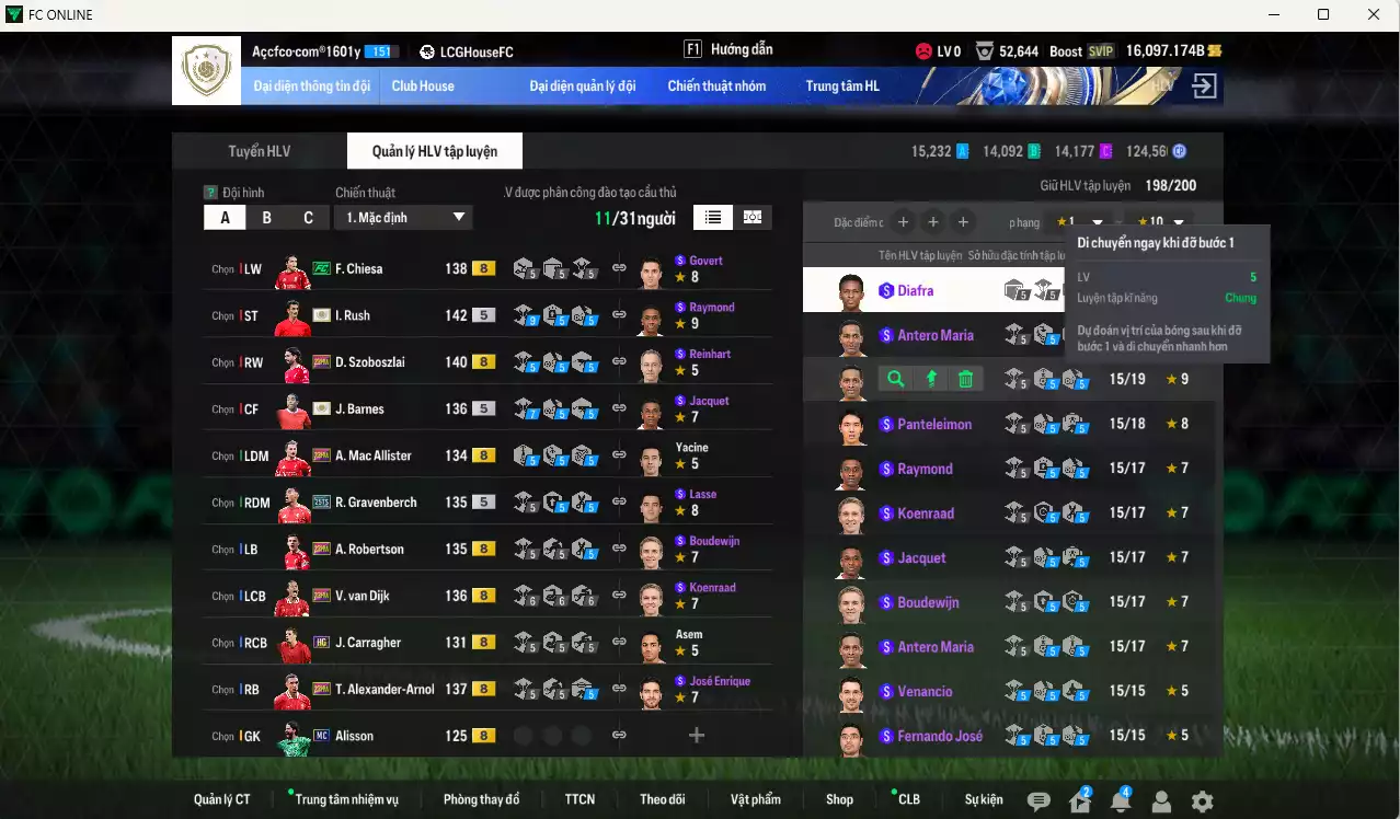 Ảnh Liverpool 1.218.680b có Rush ITM+5, Barnes ITM+5, Gravenberch 25TS, Szoboszlai 23HW, Chiesa FC, Arnold 23HW, Mac Allister 23HW, Van Dijk 23HW... Full miniface, HLV Xịn, dư 100k TC