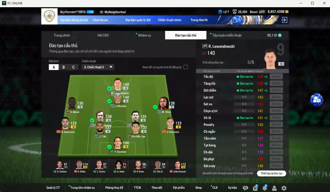 Ảnh Bayern Munich 1.235.950b có Musiala 25TS, Lewandowski WS, Olise 25TS, Beckenbauer CH, Mané WS, Kim Min Jae WS, Tah 25TS, Alonso CH... HLV Xịn, đã đào tạo full chỉ số nhiều cầu thủ. VIP BK Tháng 2