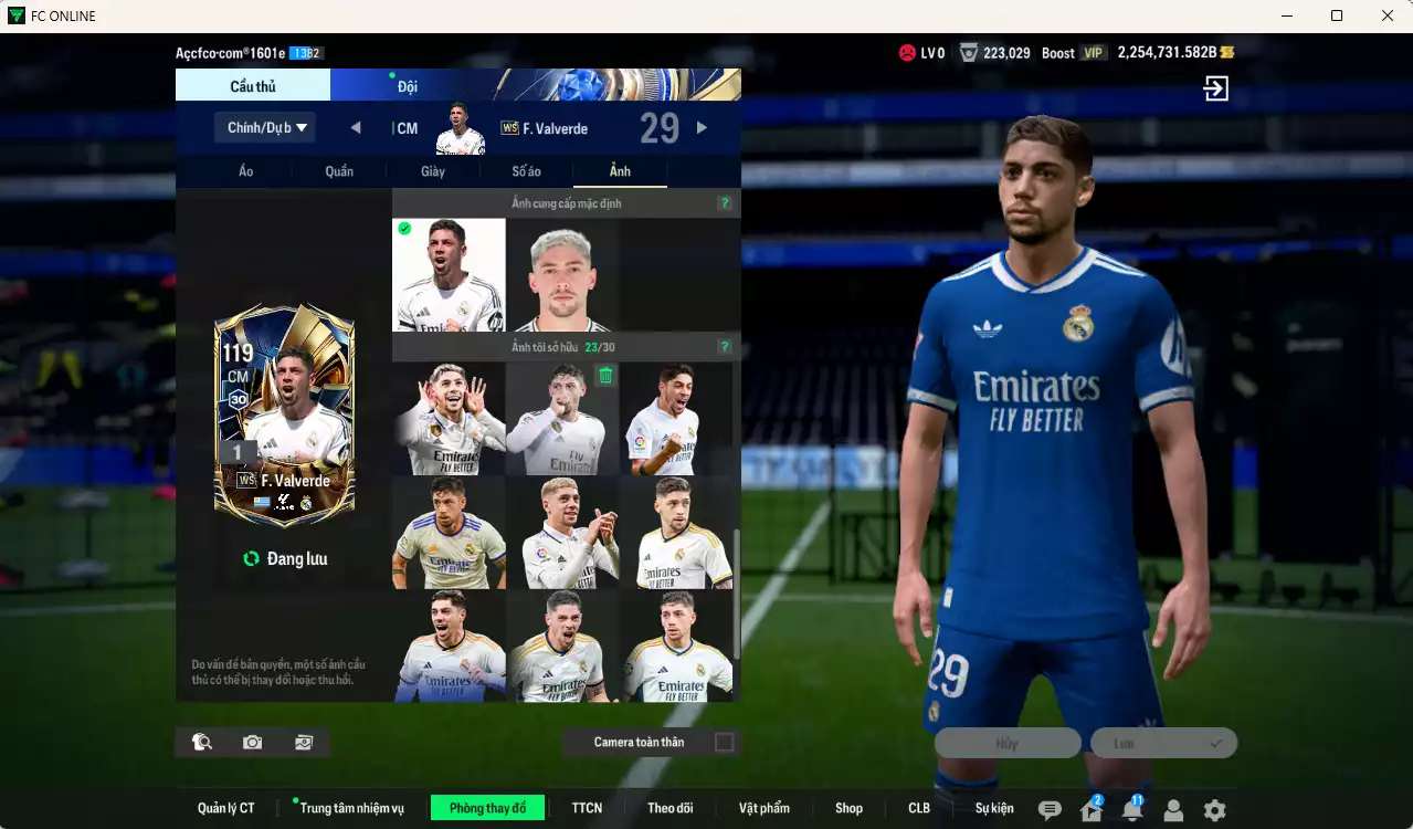 Ảnh ACC 2254731b trắng, có thẻ đổi tên, full miniface, còn CP GIẢM THUẾ. HLV Xịn, đã full đào tạo chiến thuật