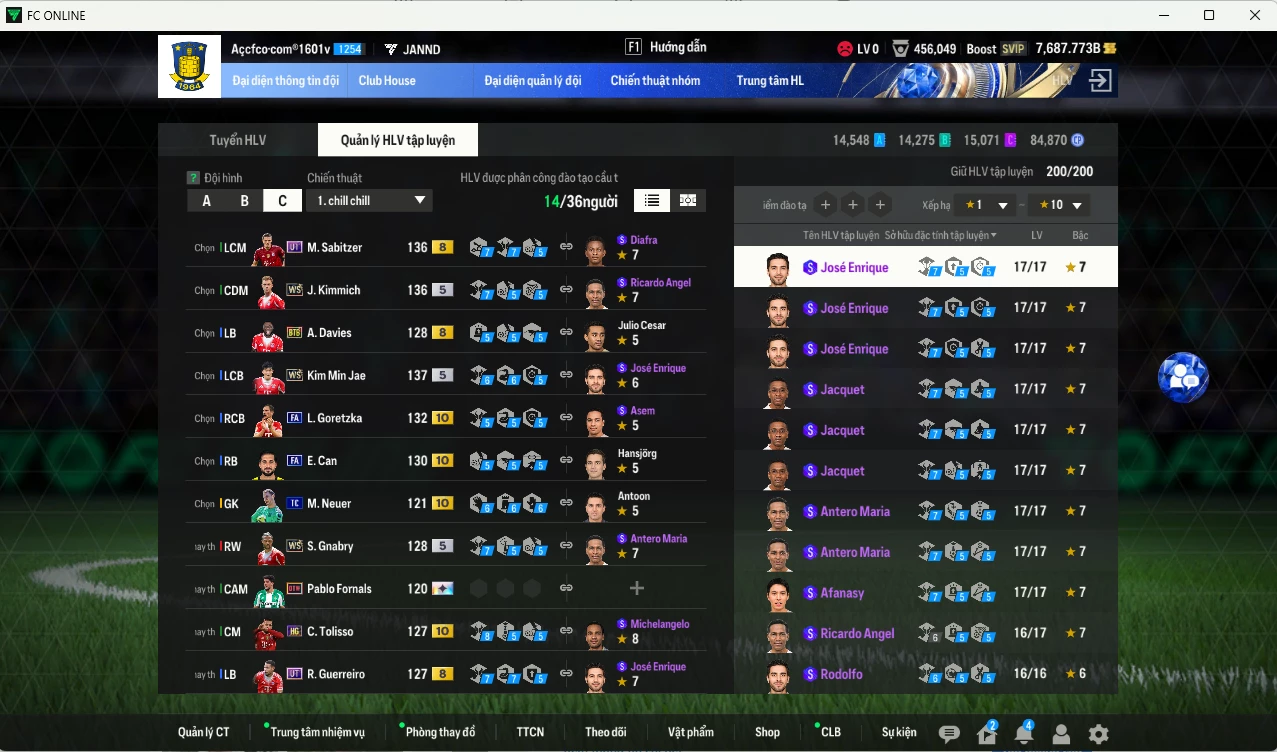 Ảnh Bayern Munich 1.080.810b có Musiala 25TS, Olise 25TS, Kane WS, Kim Min Jae WS, Goretzka FA+10, Gnabry WS, Kimmich WS, Mullger HG, Sabitzer HG, Guerreiro UT... Full miniface, còn nhiều CP GIẢM THUẾ. HLV Siêu Xịn, đã full đào tạo chiến thuật, dư 270k TC