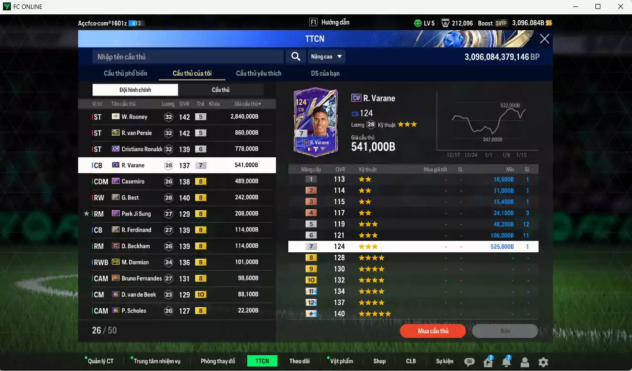 Ảnh Man Utd. 6.565.660b có Rooney ITM+5, CR7 CH+6, Van Persie ITM+5, Casemiro UT, Varane CU+7, Best DC, Park UT, Ferdinand DC, Beckham CC, Darmian 24EP, Bruno 23HW, Beek HG+10... Full miniface, còn nhiều CP GIẢM THUẾ. HLV Xịn, đã đào tạo full chỉ số cầu thủ