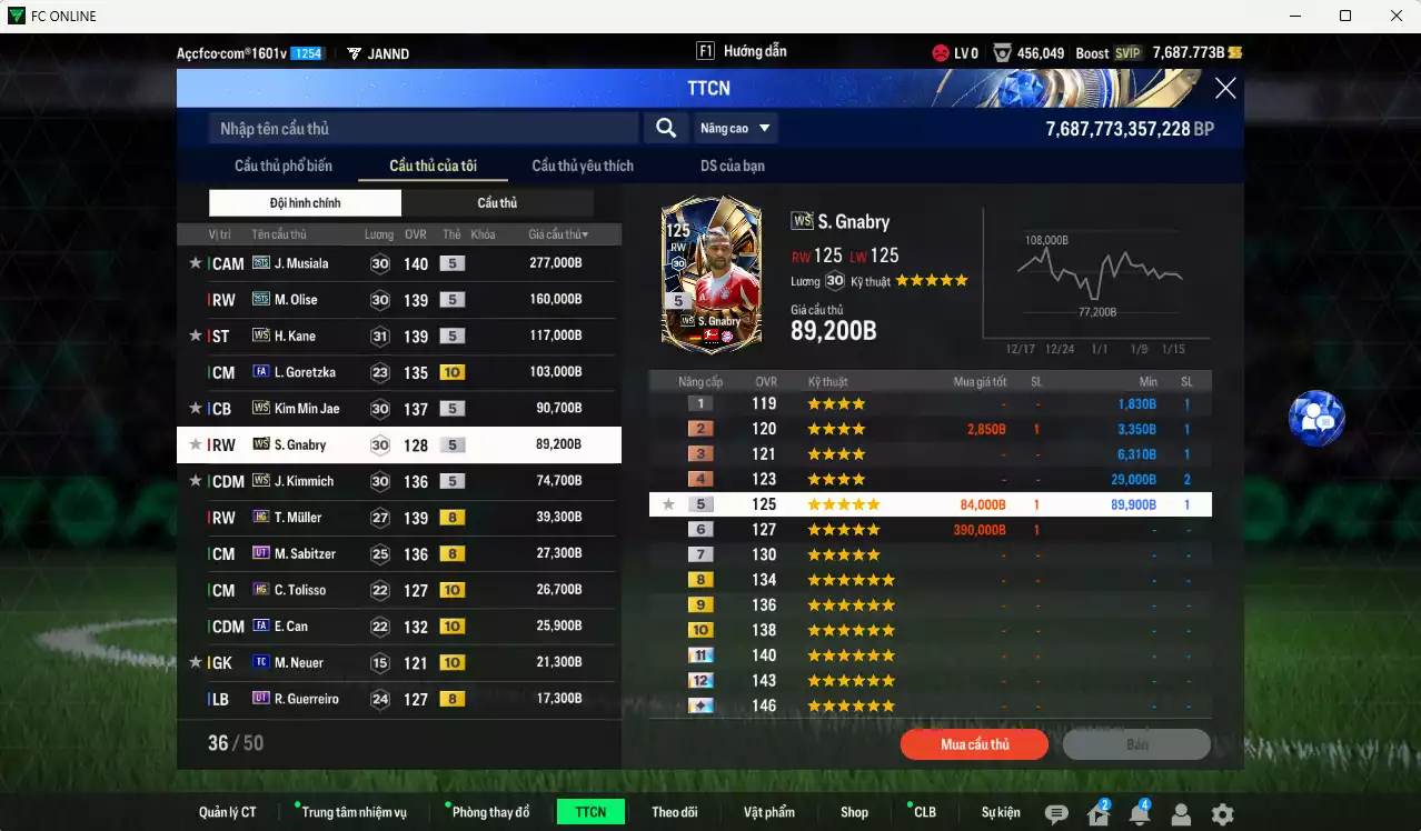 Ảnh Bayern Munich 1.080.810b có Musiala 25TS, Olise 25TS, Kane WS, Kim Min Jae WS, Goretzka FA+10, Gnabry WS, Kimmich WS, Mullger HG, Sabitzer HG, Guerreiro UT... Full miniface, còn nhiều CP GIẢM THUẾ. HLV Siêu Xịn, đã full đào tạo chiến thuật, dư 270k TC