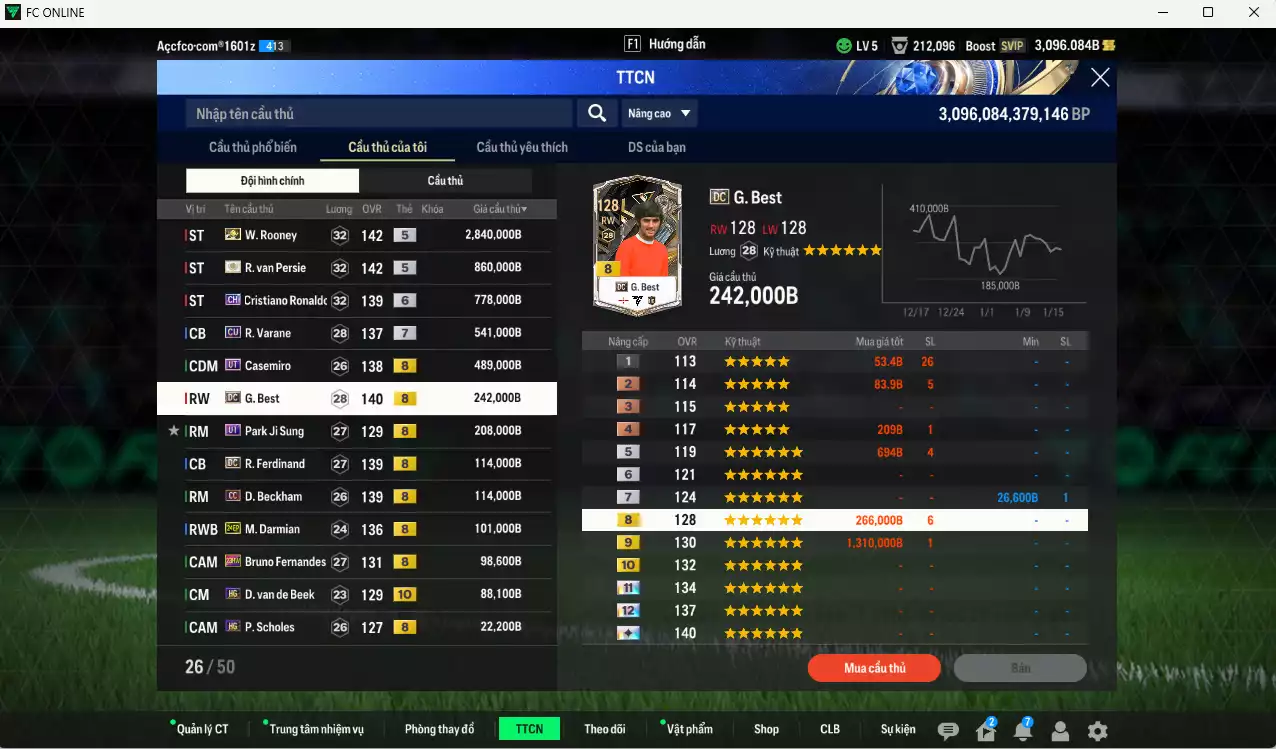 Ảnh Man Utd. 6.565.660b có Rooney ITM+5, CR7 CH+6, Van Persie ITM+5, Casemiro UT, Varane CU+7, Best DC, Park UT, Ferdinand DC, Beckham CC, Darmian 24EP, Bruno 23HW, Beek HG+10... Full miniface, còn nhiều CP GIẢM THUẾ. HLV Xịn, đã đào tạo full chỉ số cầu thủ