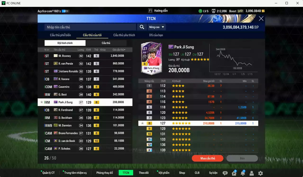 Ảnh Man Utd. 6.565.660b có Rooney ITM+5, CR7 CH+6, Van Persie ITM+5, Casemiro UT, Varane CU+7, Best DC, Park UT, Ferdinand DC, Beckham CC, Darmian 24EP, Bruno 23HW, Beek HG+10... Full miniface, còn nhiều CP GIẢM THUẾ. HLV Xịn, đã đào tạo full chỉ số cầu thủ