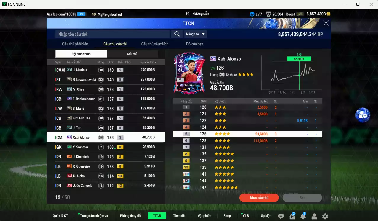 Ảnh Bayern Munich 1.235.950b có Musiala 25TS, Lewandowski WS, Olise 25TS, Beckenbauer CH, Mané WS, Kim Min Jae WS, Tah 25TS, Alonso CH... HLV Xịn, đã đào tạo full chỉ số nhiều cầu thủ. VIP BK Tháng 2