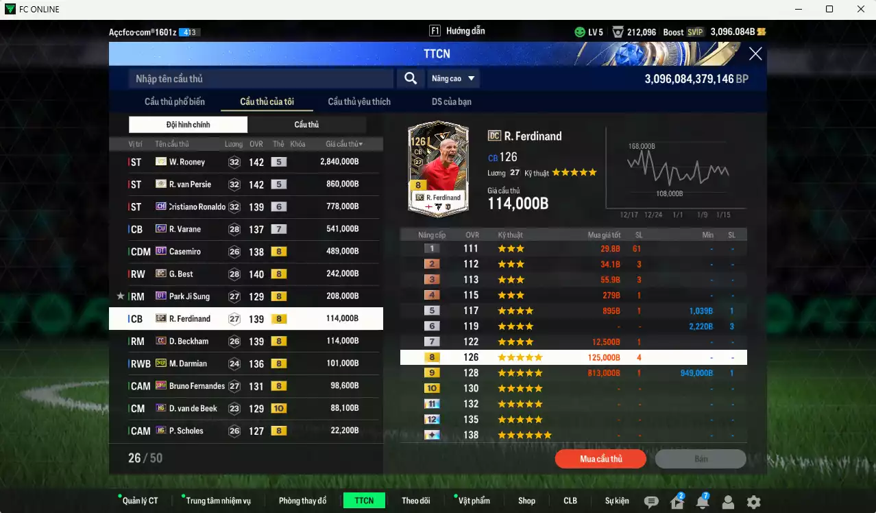 Ảnh Man Utd. 6.565.660b có Rooney ITM+5, CR7 CH+6, Van Persie ITM+5, Casemiro UT, Varane CU+7, Best DC, Park UT, Ferdinand DC, Beckham CC, Darmian 24EP, Bruno 23HW, Beek HG+10... Full miniface, còn nhiều CP GIẢM THUẾ. HLV Xịn, đã đào tạo full chỉ số cầu thủ