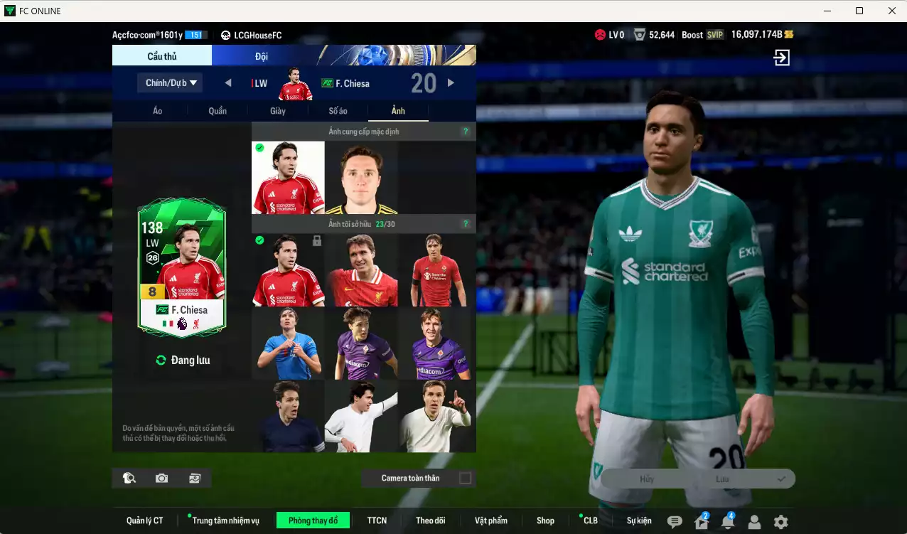 Ảnh Liverpool 1.218.680b có Rush ITM+5, Barnes ITM+5, Gravenberch 25TS, Szoboszlai 23HW, Chiesa FC, Arnold 23HW, Mac Allister 23HW, Van Dijk 23HW... Full miniface, HLV Xịn, dư 100k TC