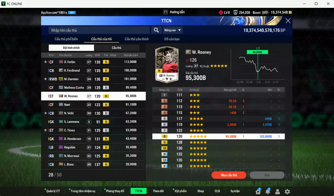 Ảnh Man Utd. 7.926.610b có Charlton ITM+5, CR7 WS, Schweinsteiger ITM+5, Beckham DCB+6, Park UT, Varane BTB, McTominay 25TS, Forlán CC, Ferdinand DC, Darmian 24EP, Cunha 25TS, Rooney DC... Full miniface, còn nhiều thẻ BV NCL. HLV Xịn, đẫ full đào tạo chỉ số cầu thủ vs gần full đào tạo chiến thuật